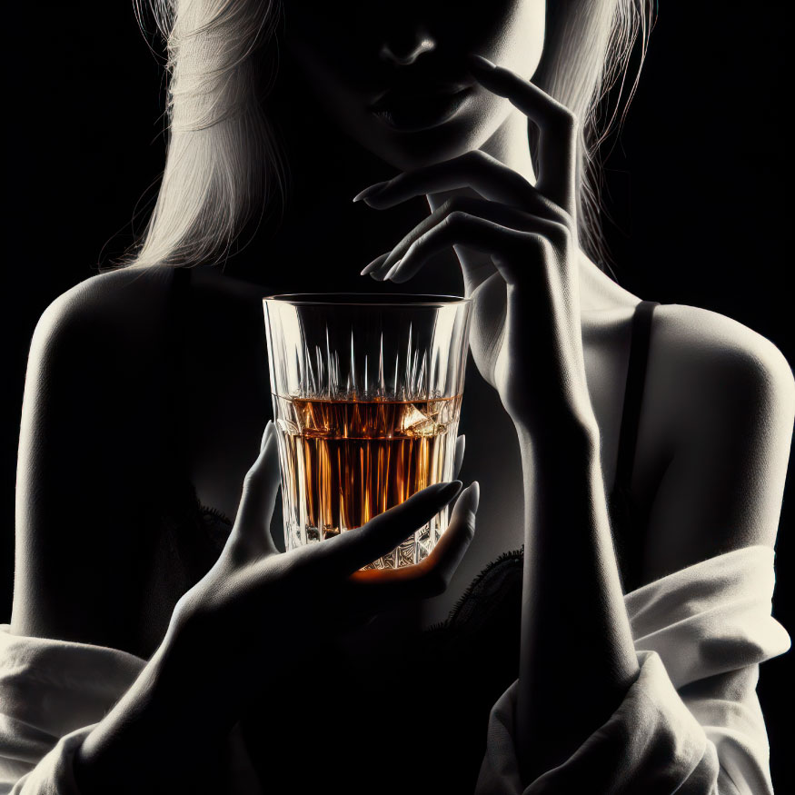 woman holding whisky glass lifestyle premium experience