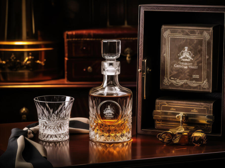 Luxury whisky bottles in presentation case representing premium Scotch whisky and refined packaging design